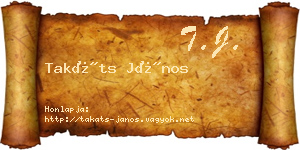 Takáts János névjegykártya